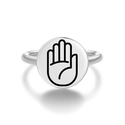 Abhaya mudra Jainism Symbols Adjustable Open Ring