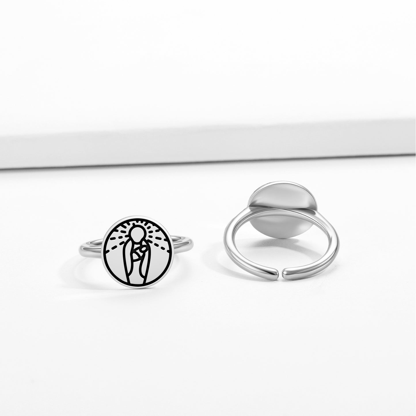 Virgo Seal Anthroposophy Symbols Adjustable Open Ring