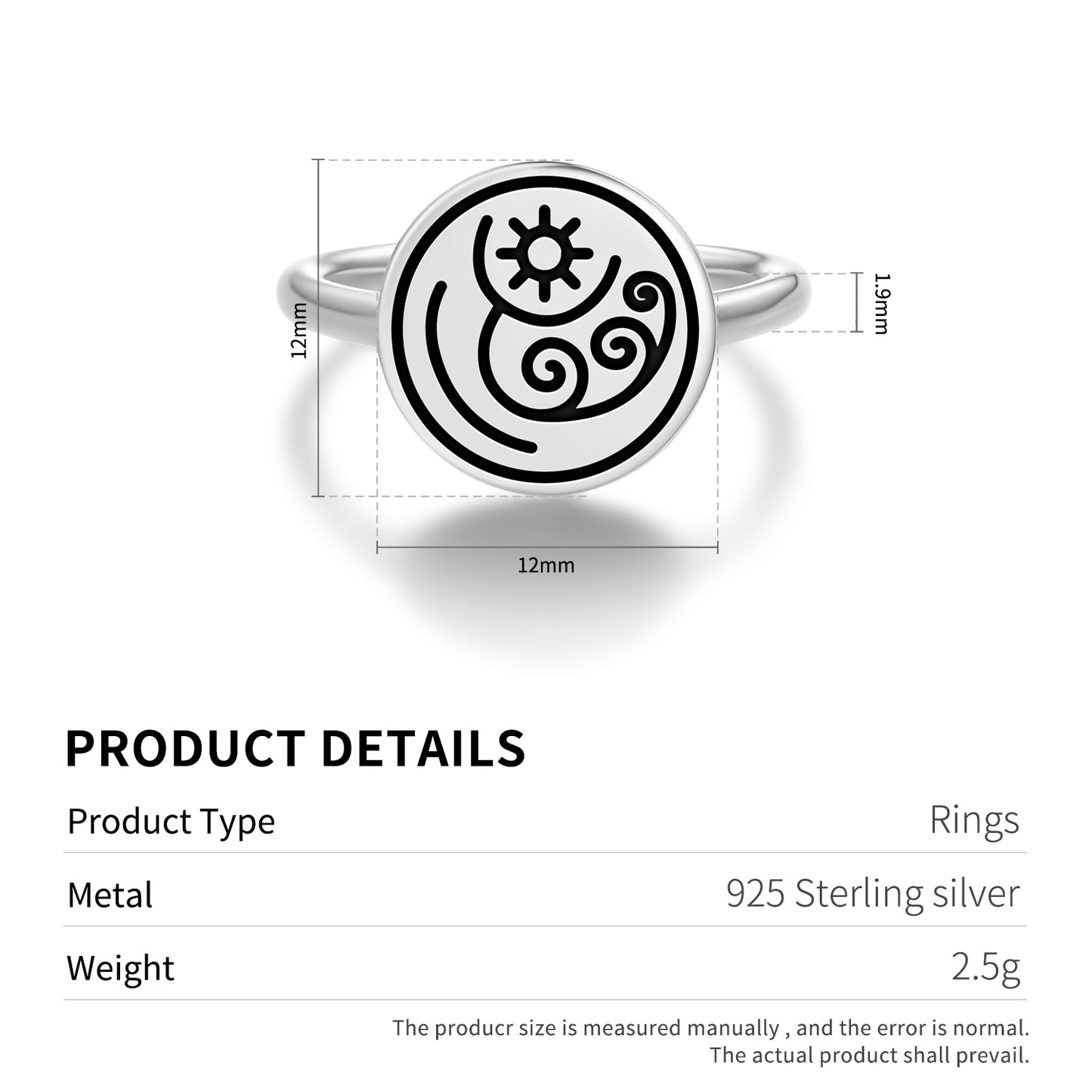 Aquarius Seal Anthroposophy Symbols Adjustable Open Ring