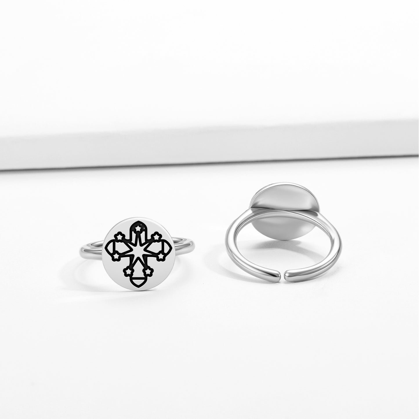 The Rose Cross Anthroposophy Symbols Adjustable Open Ring