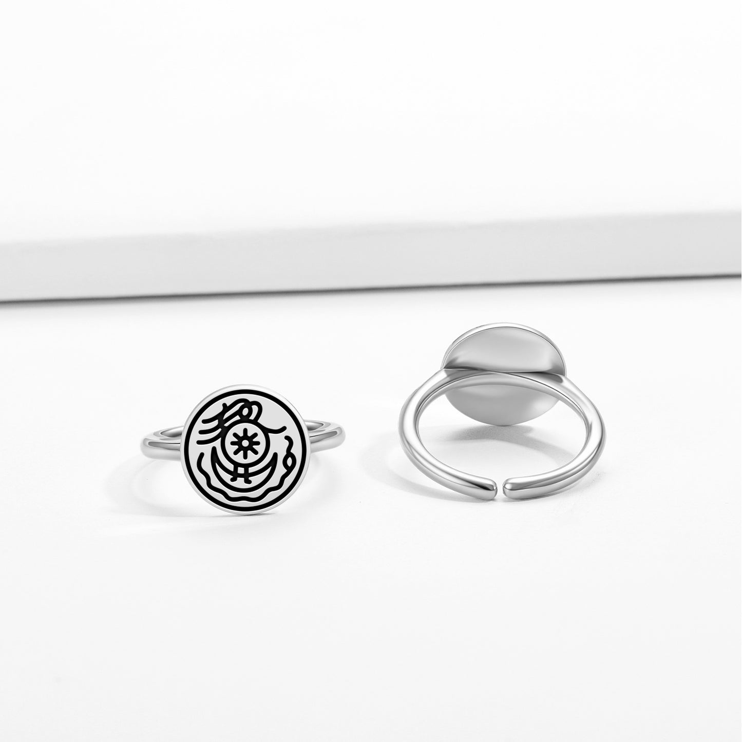 Fifth Apocalyptic Seal Anthroposophy Symbols Adjustable Open Ring