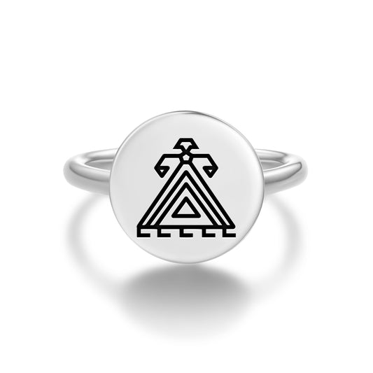 Elebelinde Turkish Symbols Adjustable Open Ring