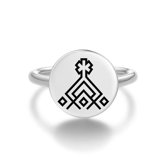 Ei – Hand Turkish Symbols Adjustable Open Ring