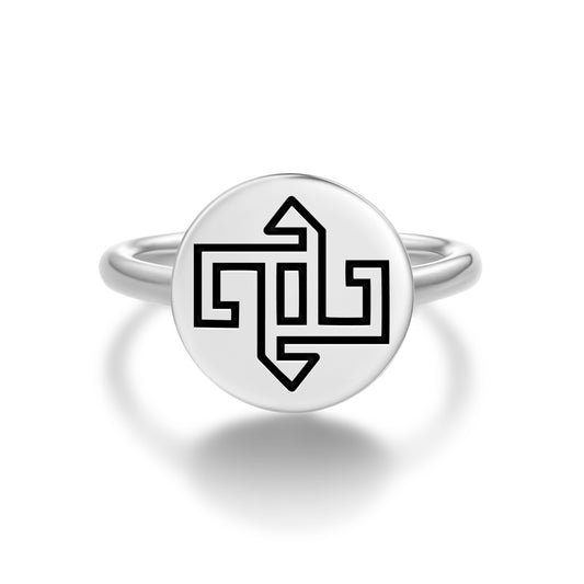 Swastika Turkish Symbols Adjustable Open Ring