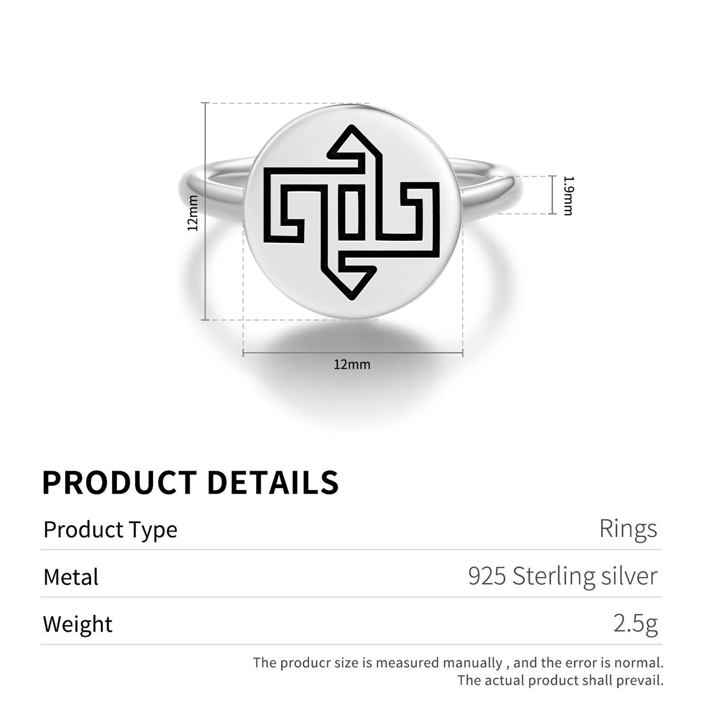 Swastika Turkish Symbols Adjustable Open Ring