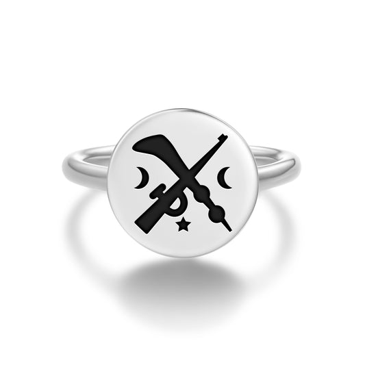 Tuo Ne Akofena Adinkra Symbols Adjustable Open Ring