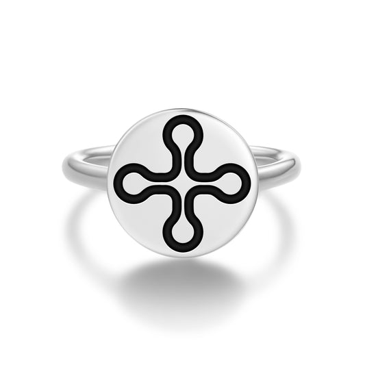 Tabono Adinkra Symbols Adjustable Open Ring
