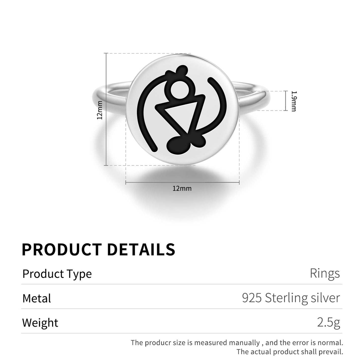 Owuo Kum Nyame Adinkra Symbols Adjustable Open Ring