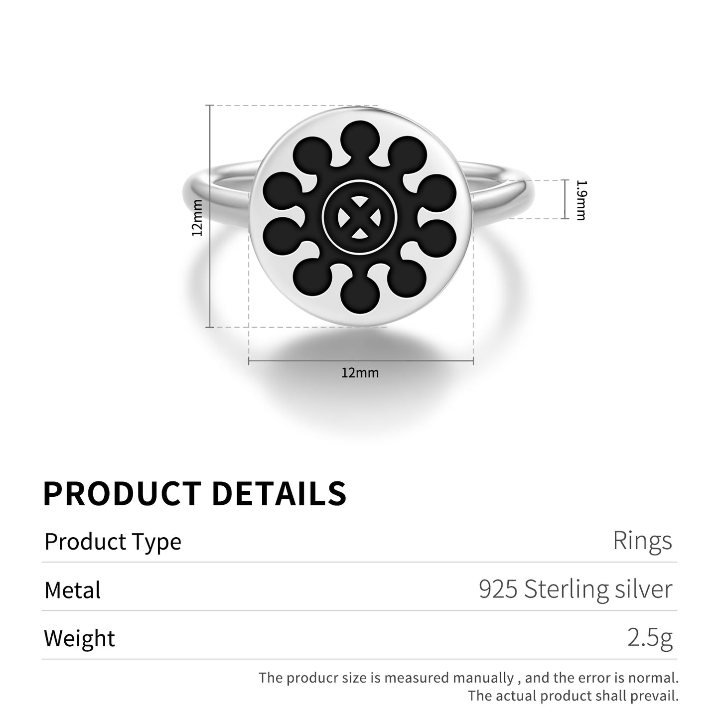 Ohene Aniwa Adinkra Symbols Adjustable Open Ring