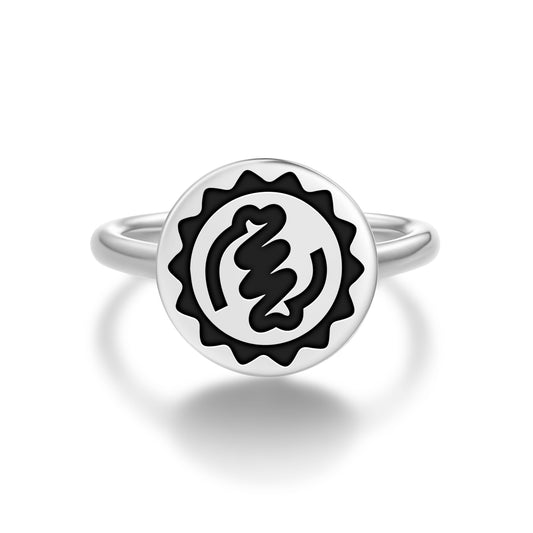 Nyame Ye Ohene Adinkra Symbols Adjustable Open Ring