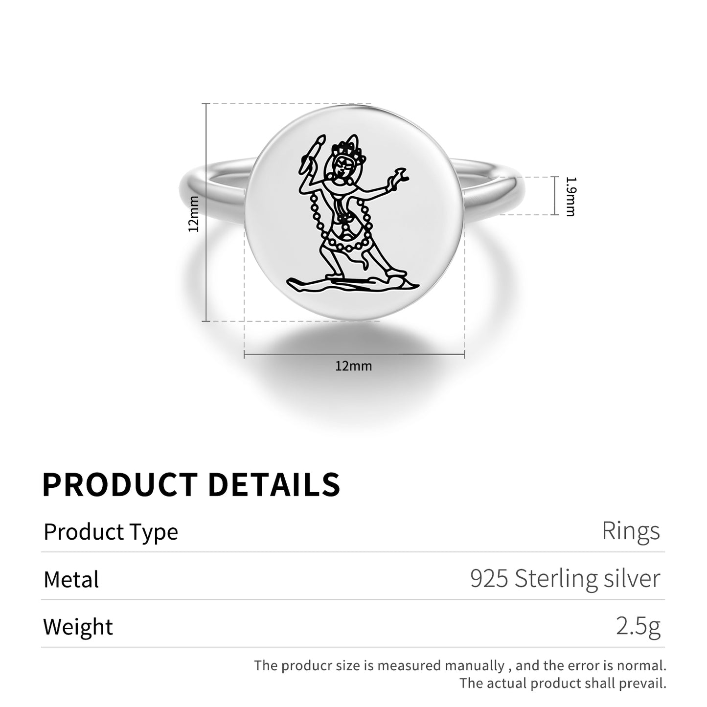 Ekajati Buddhism Symbols Adjustable Open Ring