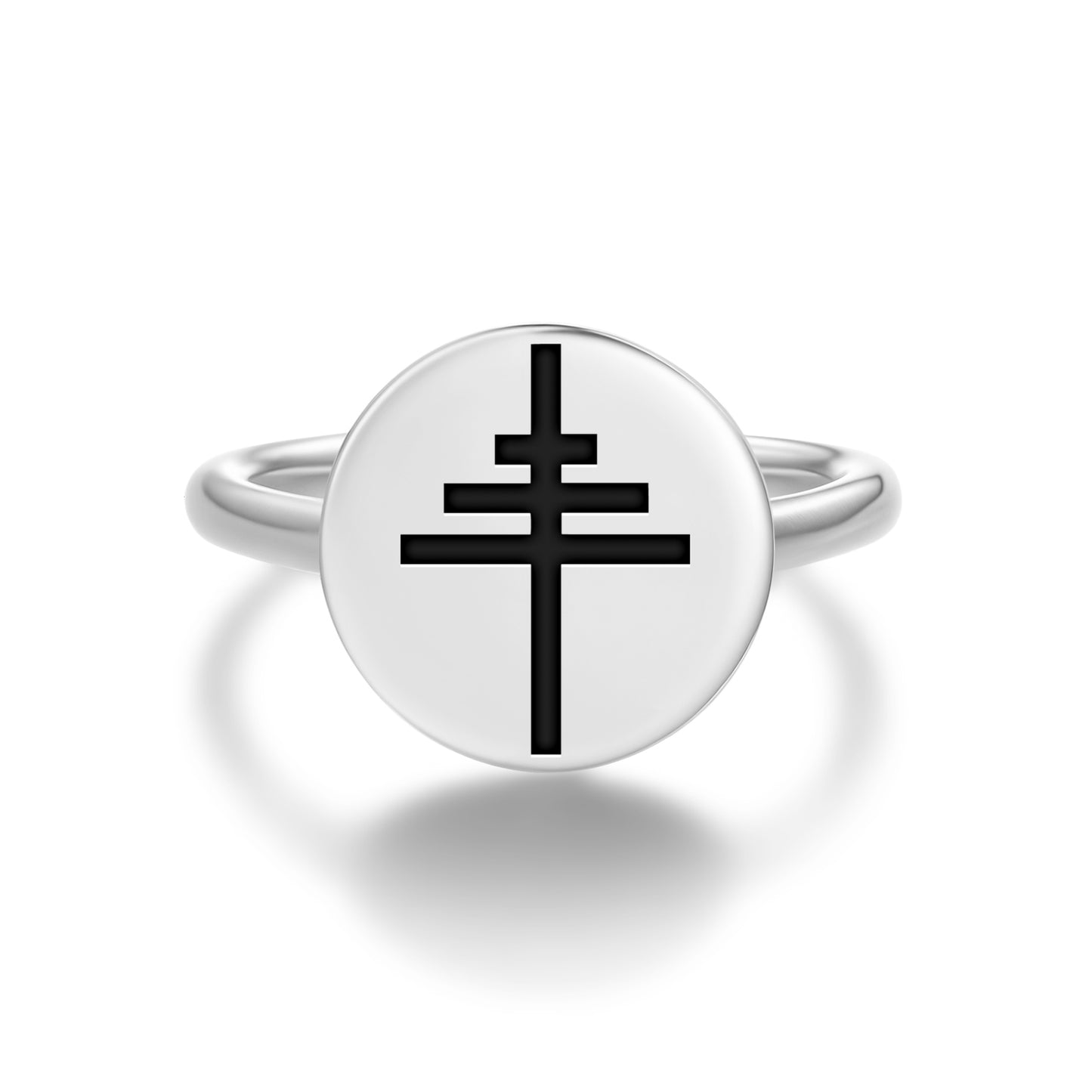 Papal Cross Christianity Symbols Adjustable Open Ring