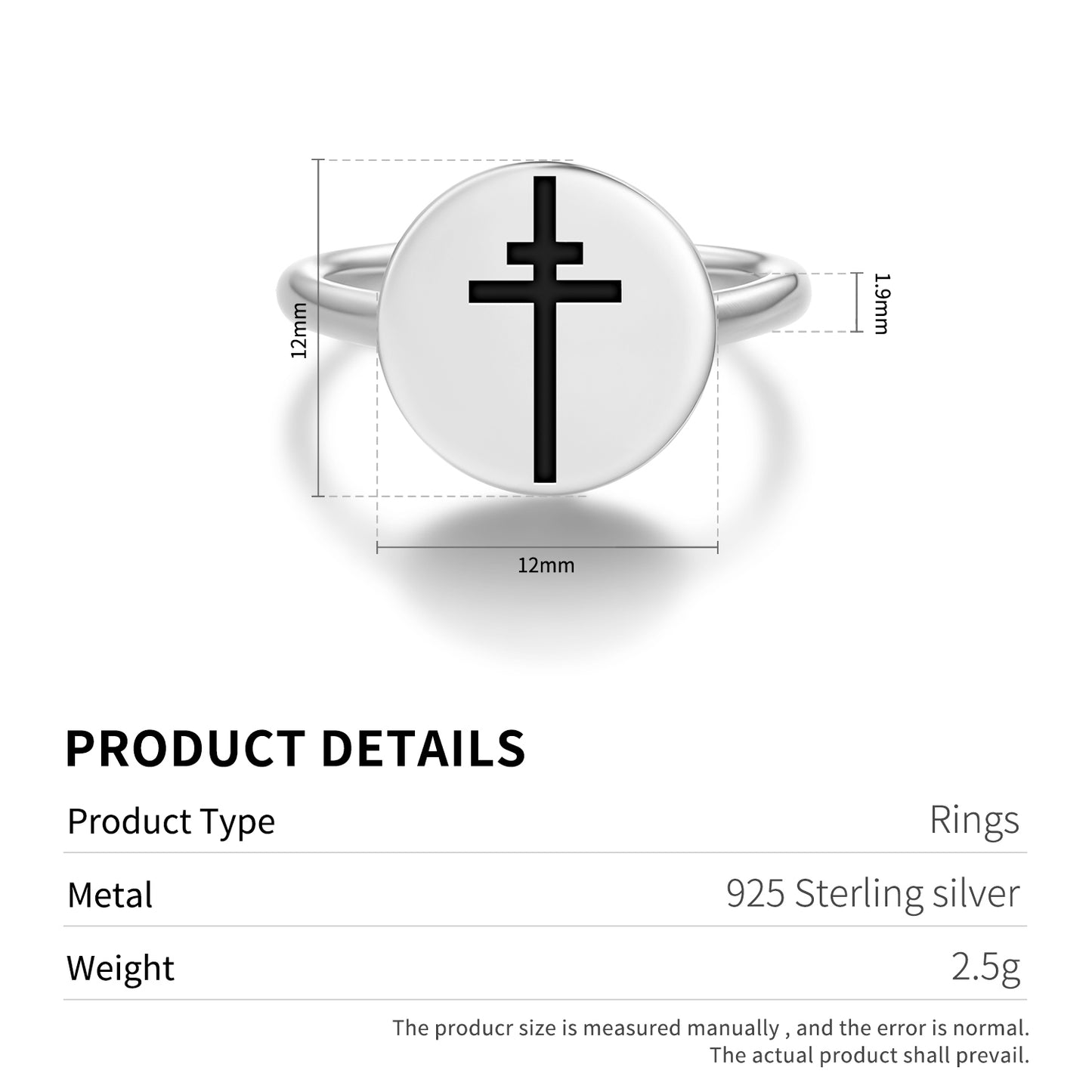 Patriarchal Cross Christianity Symbols Adjustable Open Ring