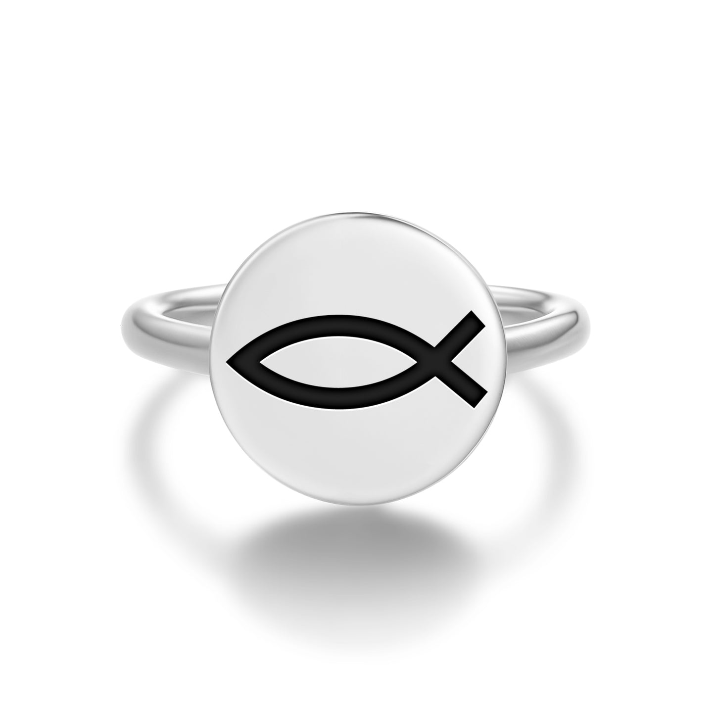 Ichthys Christianity Symbols Adjustable Open Ring