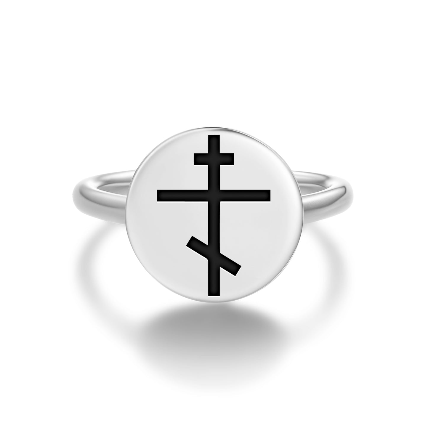 Orthodox cross Christianity Symbols Adjustable Open Ring