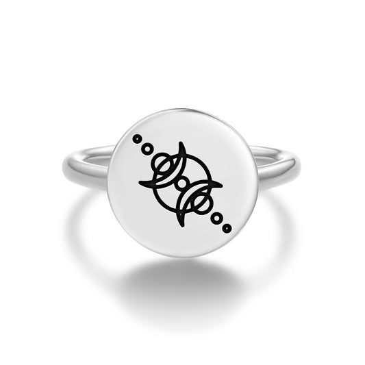 Lunar-solar eclipse Crop Circles Symbols Adjustable Open Ring