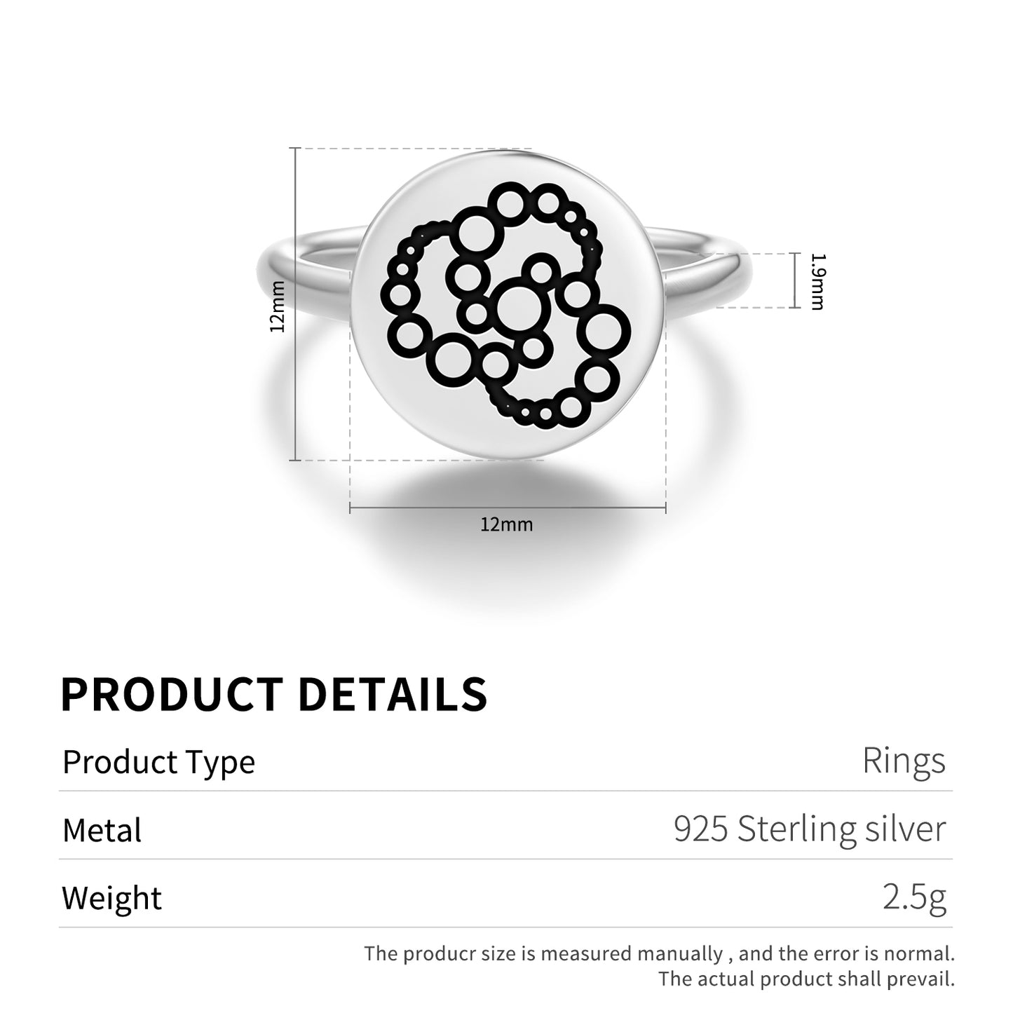 Phase of Moon Crop Circles Symbols Adjustable Open Ring