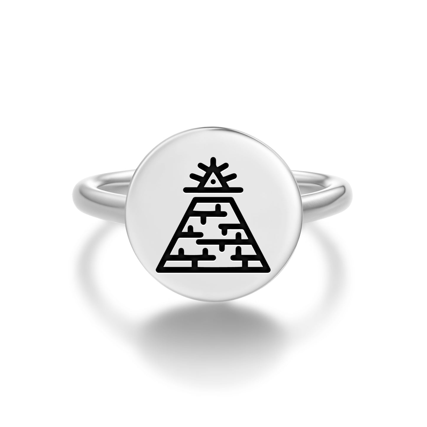 Pyramid Freemasonry Symbols Adjustable Open Ring