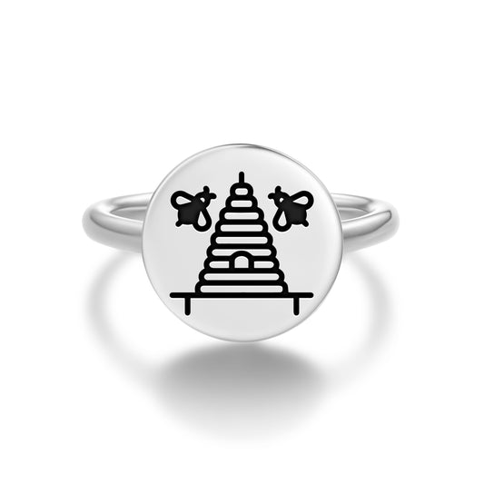 The Beehive Freemasonry Symbols Adjustable Open Ring