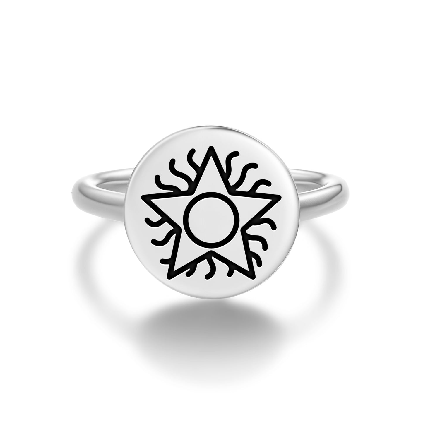 Blazing Star Freemasonry Symbols Adjustable Open Ring