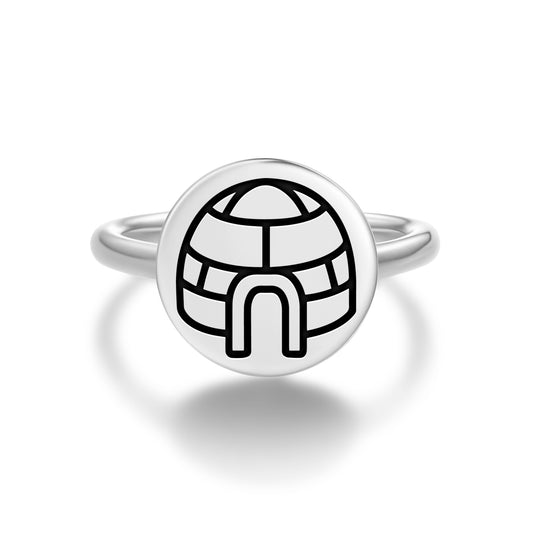 Igloo iglu Inuit Symbols Adjustable Open Ring
