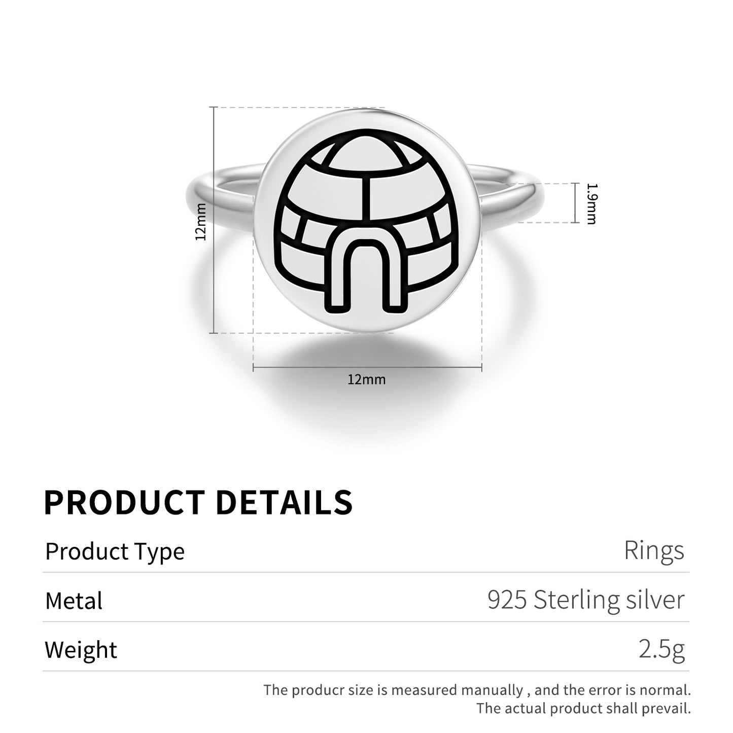 Igloo iglu Inuit Symbols Adjustable Open Ring