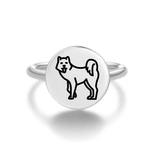 Qimmiq Canadian Inuit Dog Inuit Symbols Adjustable Open Ring