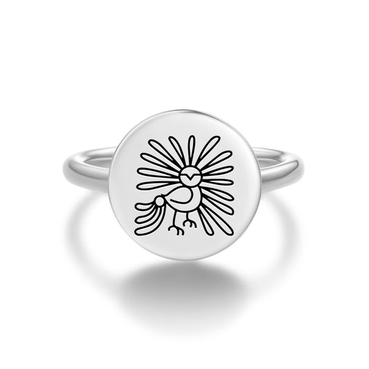 Enchanted Owl Inuit Symbols Adjustable Open Ring