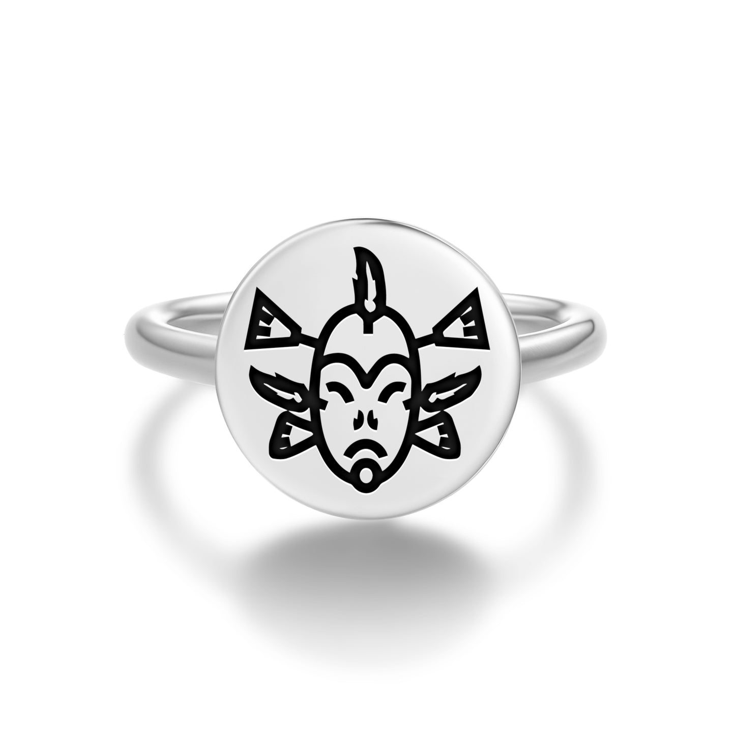 Seal Mask Inuit Symbols Adjustable Open Ring