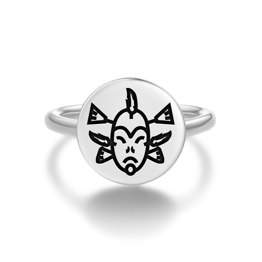 Seal Mask Inuit Symbols Adjustable Open Ring
