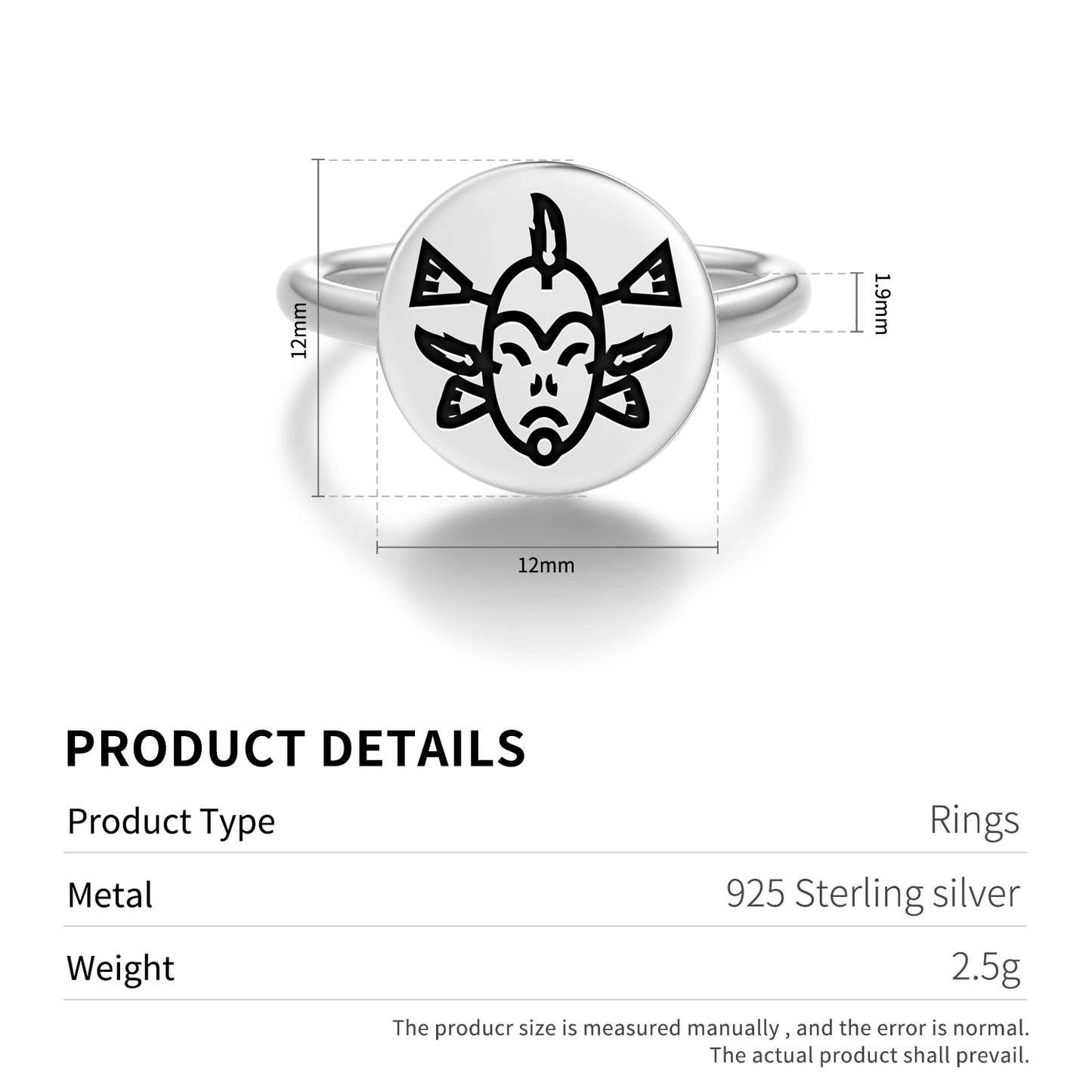 Seal Mask Inuit Symbols Adjustable Open Ring