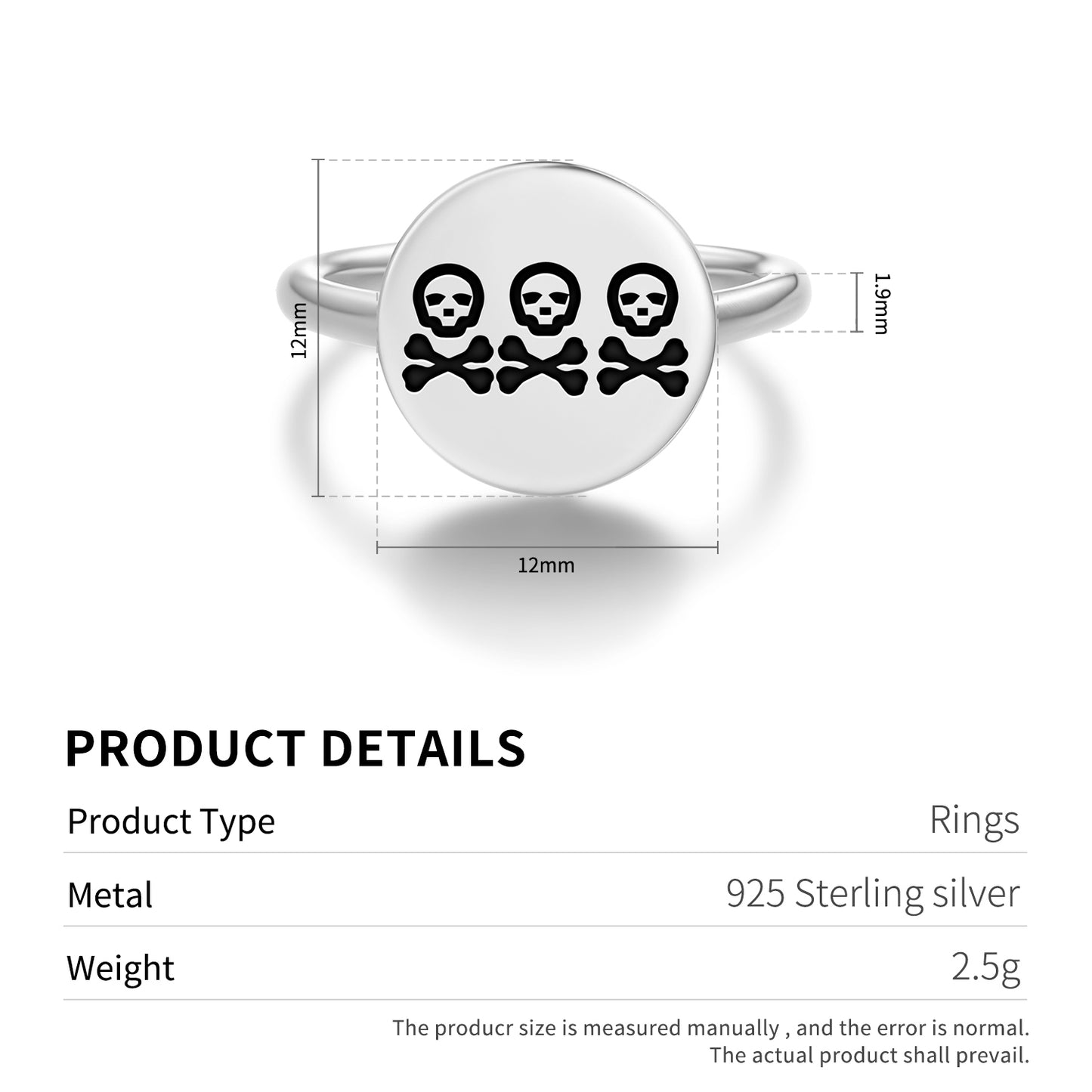 Christopher Condent Jolly Roger Pirate Flags Symbols Adjustable Open Ring