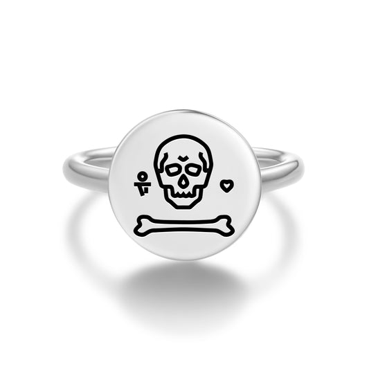 Stede Bonnet Jolly Roger Pirate Flags Symbols Adjustable Open Ring