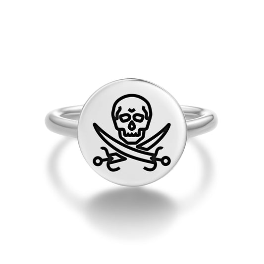 Calico Jack Jolly Roger Pirate Flags Symbols Adjustable Open Ring