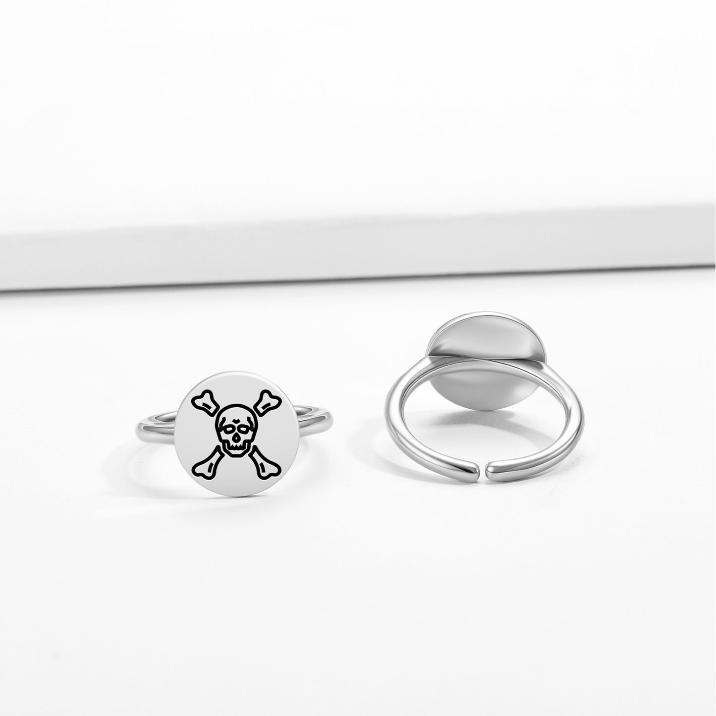 Richard Worley Jolly Roger Pirate Flags Symbols Adjustable Open Ring