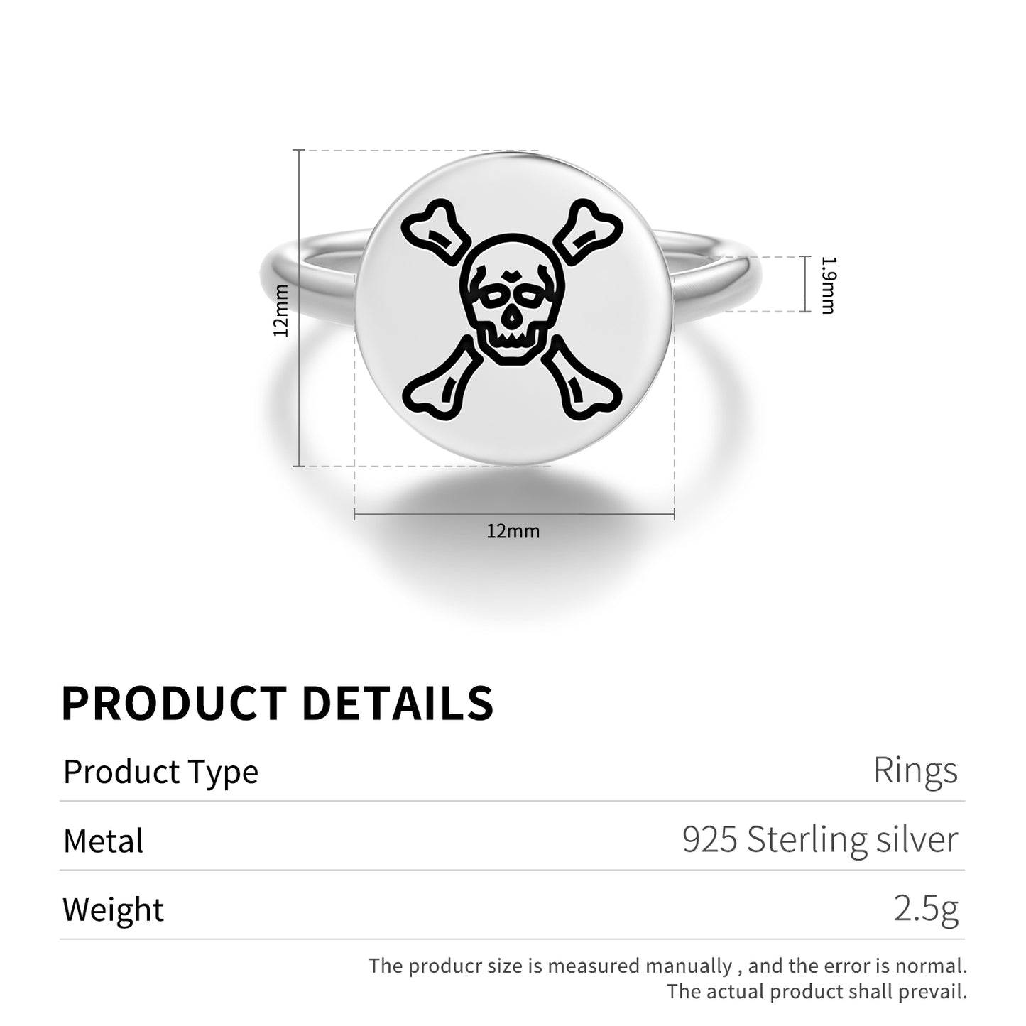 Richard Worley Jolly Roger Pirate Flags Symbols Adjustable Open Ring