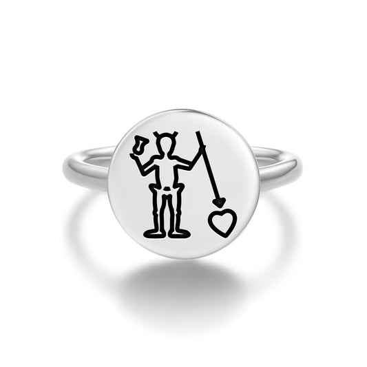 Blackbeard Jolly Roger Pirate Flags Symbols Adjustable Open Ring