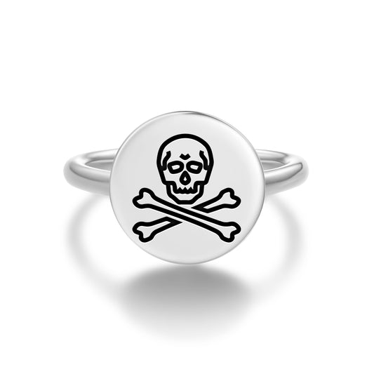 Black Sam Jolly Roger Pirate Flags Symbols Adjustable Open Ring