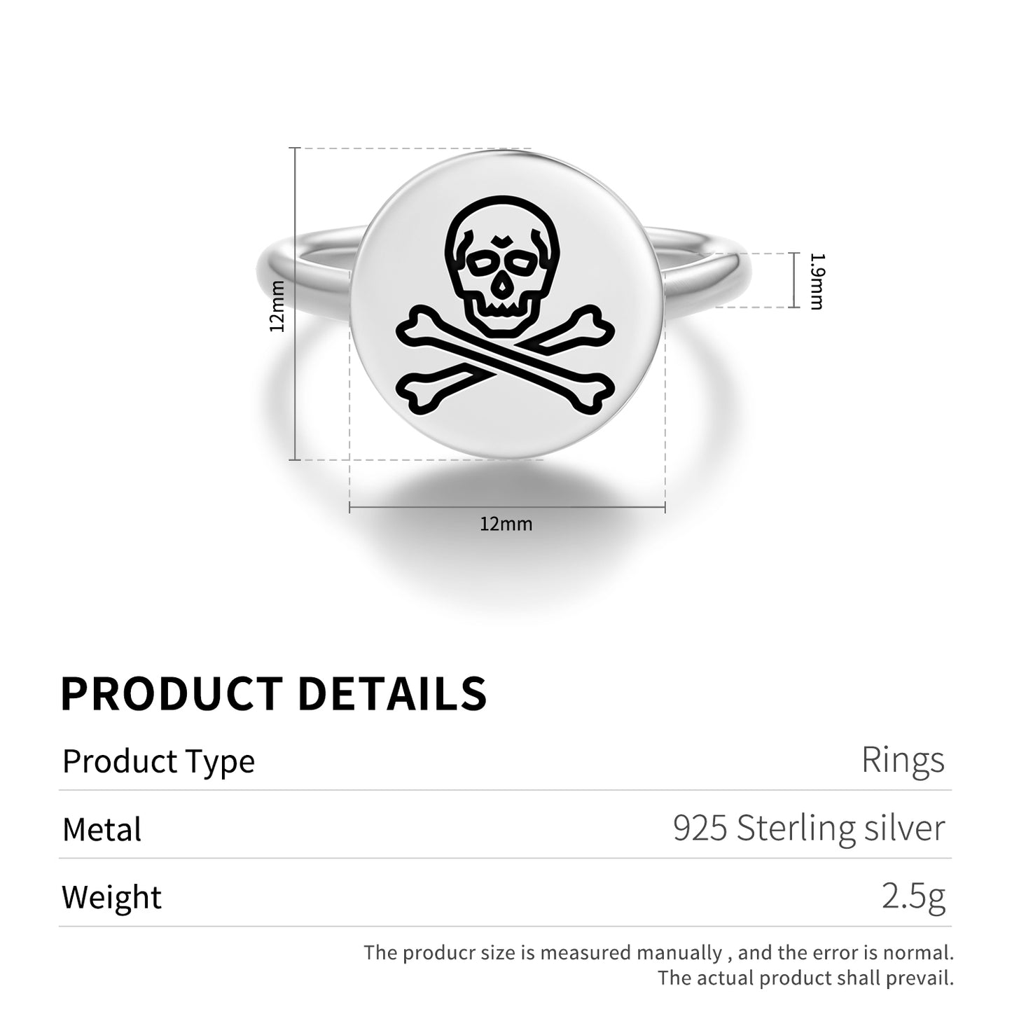 Black Sam Jolly Roger Pirate Flags Symbols Adjustable Open Ring