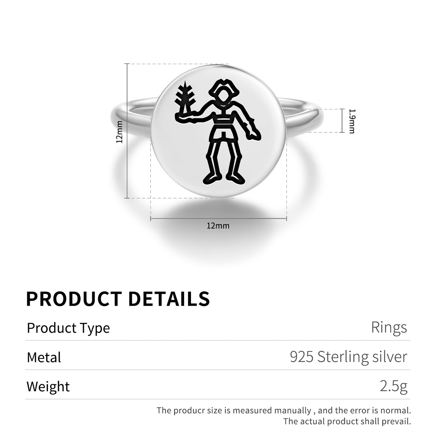 Bartholomew Roberts Jolly Roger Pirate Flags Symbols Adjustable Open Ring