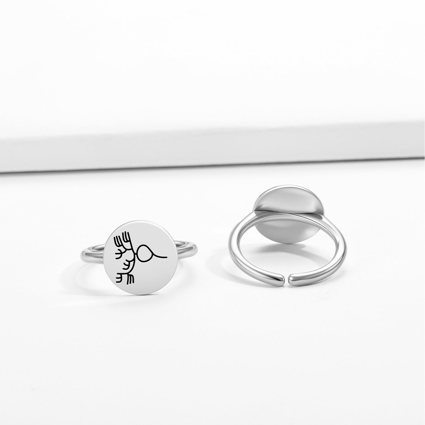 Seaweed Nazca lines Symbols Adjustable Open Ring