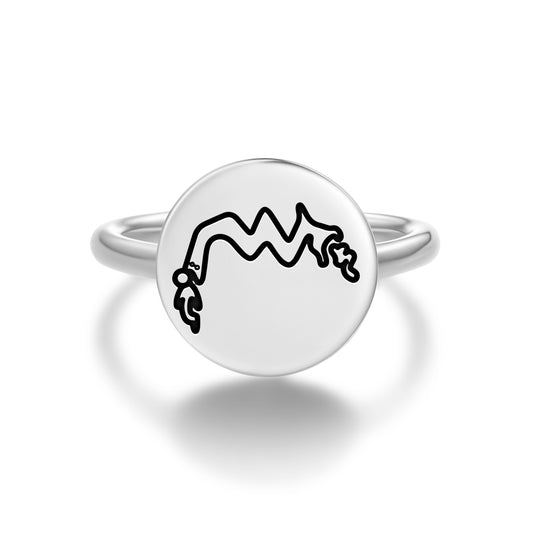 Sea Snakes Nazca lines Symbols Adjustable Open Ring