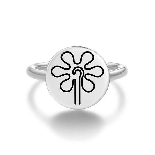 The Flower Nazca lines Symbols Adjustable Open Ring