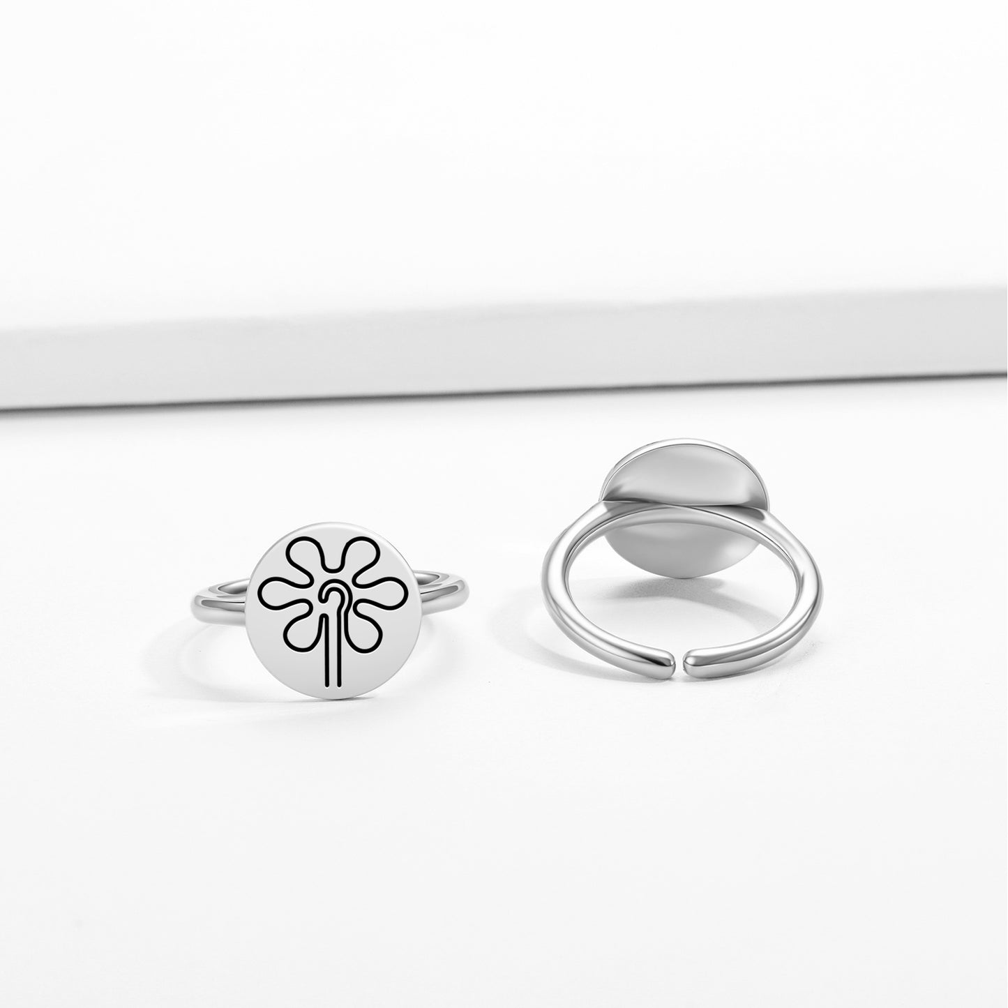 The Flower Nazca lines Symbols Adjustable Open Ring