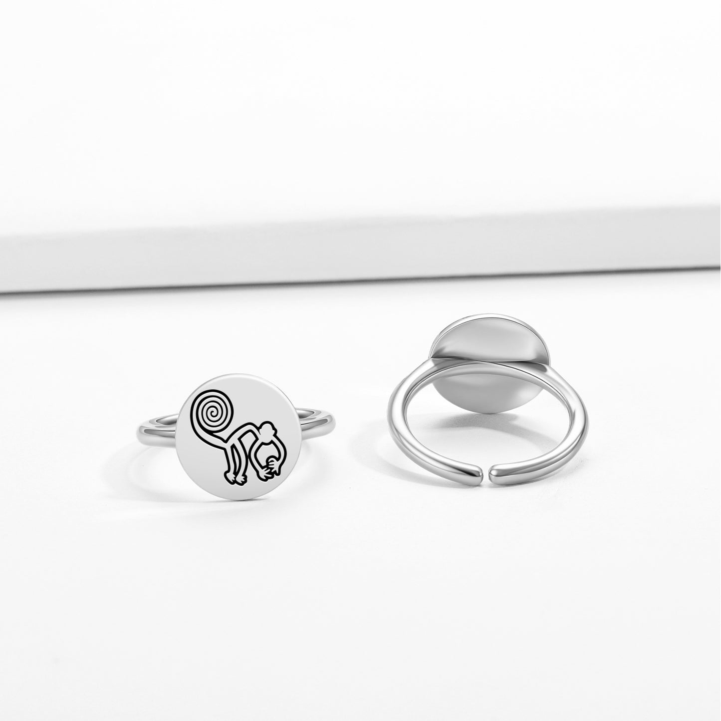 The Monkey Nazca lines Symbols Adjustable Open Ring