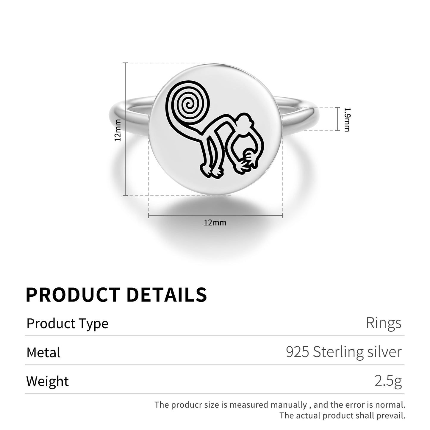 The Monkey Nazca lines Symbols Adjustable Open Ring