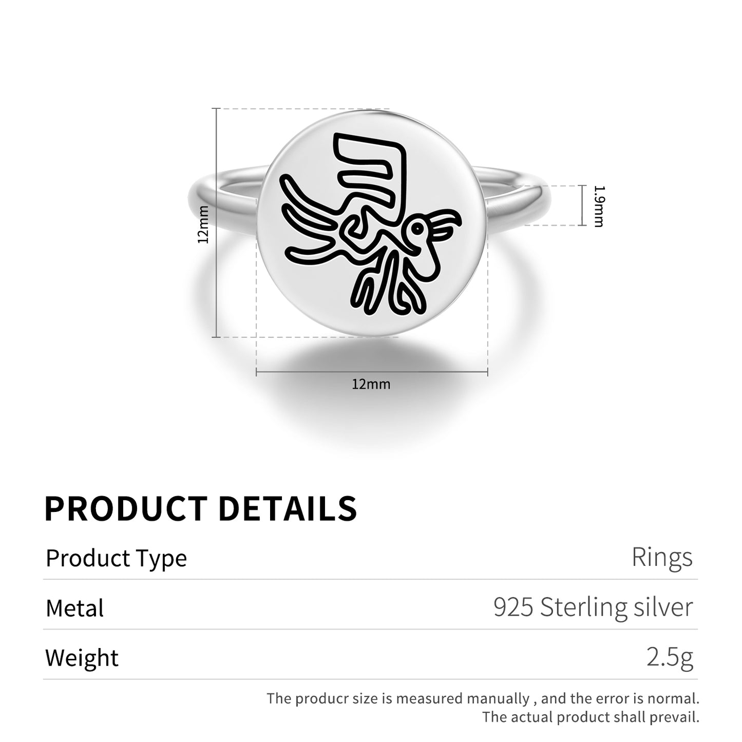 The Pelican Nazca lines Symbols Adjustable Open Ring