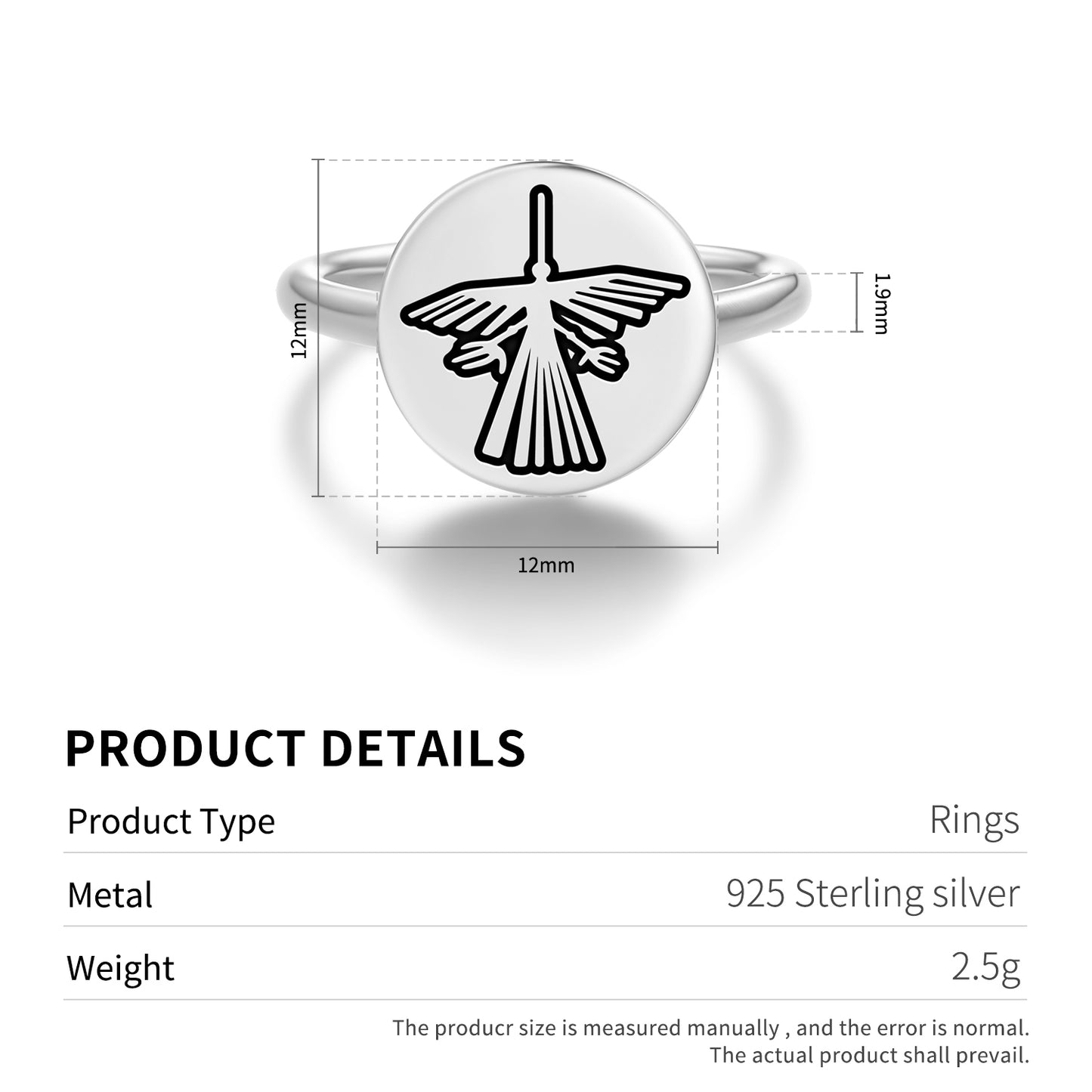 The Condor Nazca lines Symbols Adjustable Open Ring