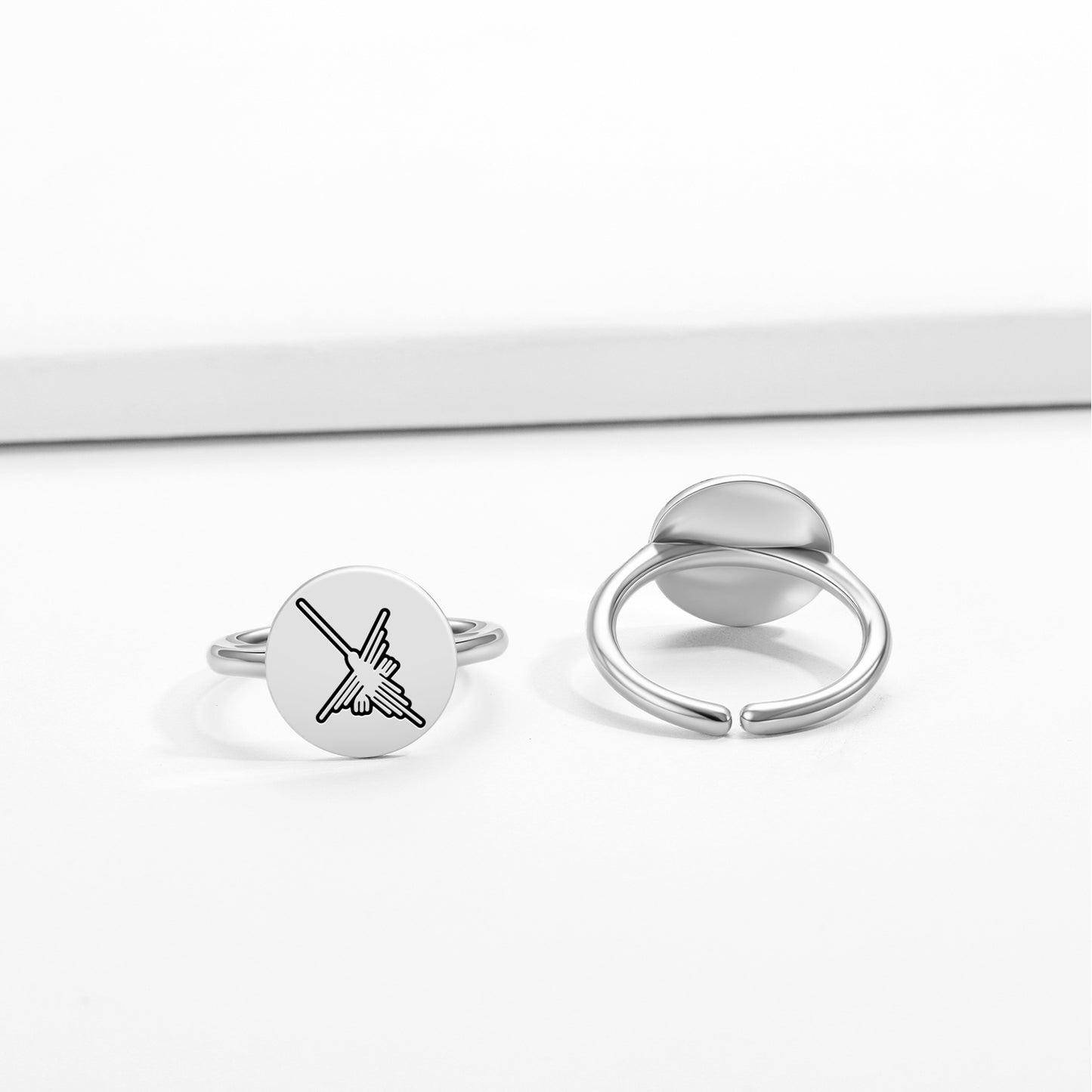 The Hummingbird Nazca lines Symbols Adjustable Open Ring