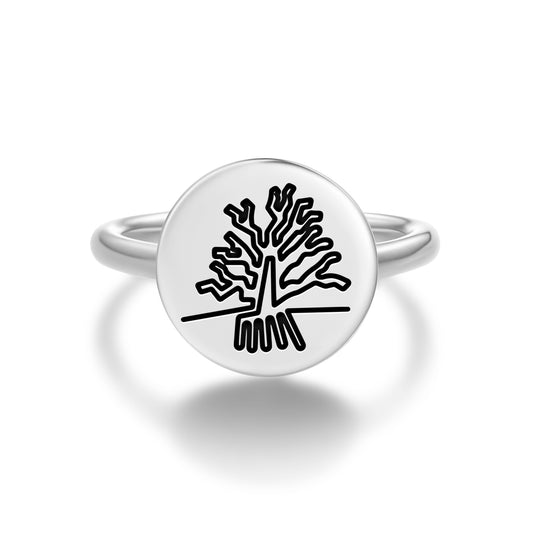The Tree Nazca lines Symbols Adjustable Open Ring